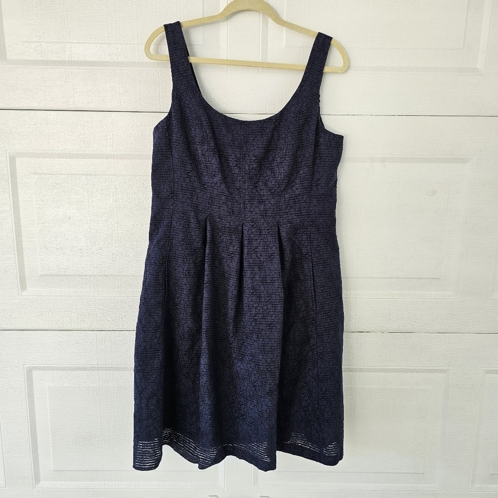 Nine West 14 Navy Blue Sleeveless Knee Lenth Woman's Dess - Picture 2 of 11